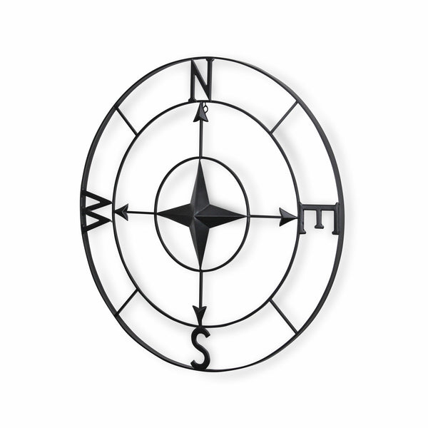 Homeroots Black Metal Compass Shaped Wall Decor  Steel 399601