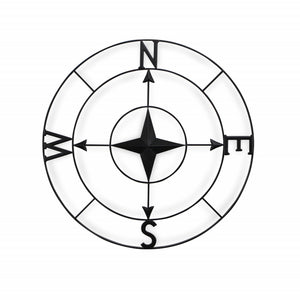 Homeroots Black Metal Compass Shaped Wall Decor  Steel 399601