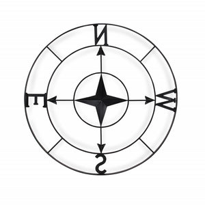 Homeroots Black Metal Compass Shaped Wall Decor  Steel 399601