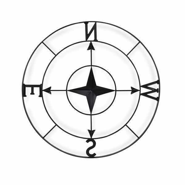 Homeroots Black Metal Compass Shaped Wall Decor  Steel 399601