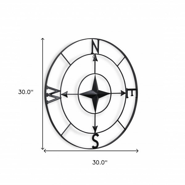 Homeroots Black Metal Compass Shaped Wall Decor  Steel 399601