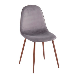 English Elm Mid-century Modern Dining Chairs with Wood Slat Back and Upholstered Seat Set of 2 Grey B202P223638