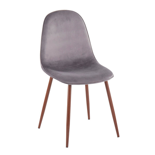 English Elm Mid-century Modern Dining Chairs with Wood Slat Back and Upholstered Seat Set of 2 Grey B202P223638