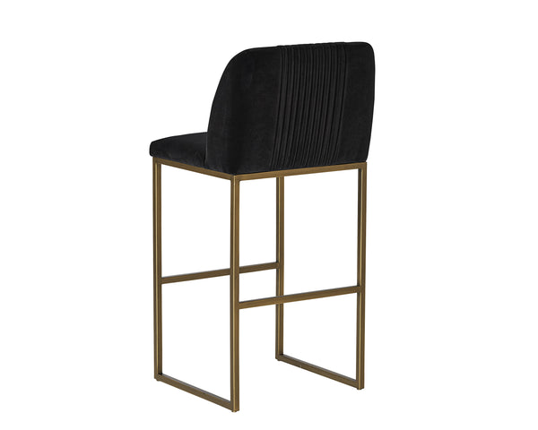 Sunpan Nevin Barstool - Modern Elegance with Comfort and Antique Brass Legs for Stylish Dining Spaces Shadow Grey