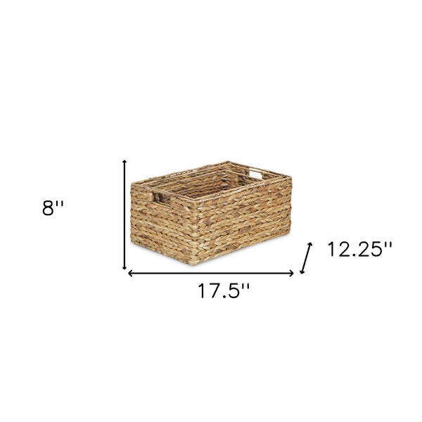 Homeroots Set Of Three Braided Water Hyacinth Baskets  Water Hyacinth 399665