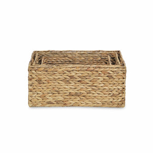 Homeroots Set Of Three Braided Water Hyacinth Baskets  Water Hyacinth 399665