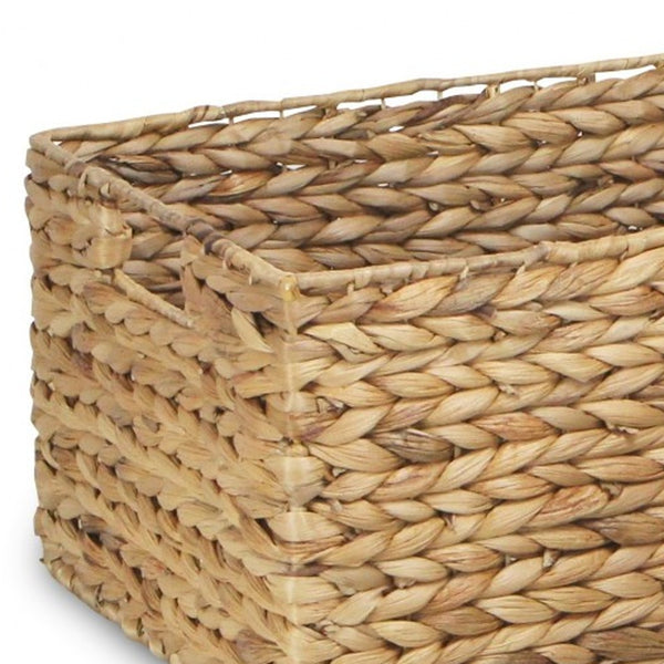 Homeroots Set Of Three Braided Water Hyacinth Baskets  Water Hyacinth 399665