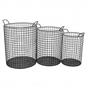 Homeroots Set Of Three Metal Wire Storage Baskets  Steel 399672