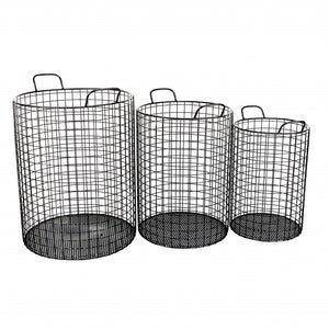 Homeroots Set Of Three Metal Wire Storage Baskets  Steel 399672