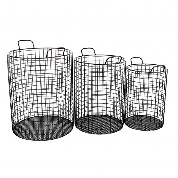Homeroots Set Of Three Metal Wire Storage Baskets  Steel 399672
