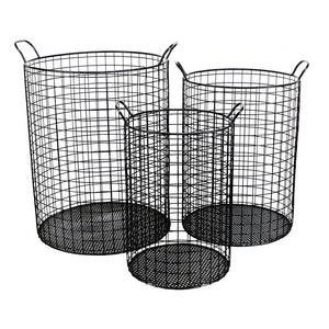 Homeroots Set Of Three Metal Wire Storage Baskets  Steel 399672