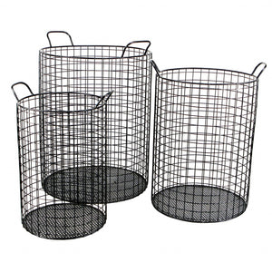 Homeroots Set Of Three Metal Wire Storage Baskets  Steel 399672