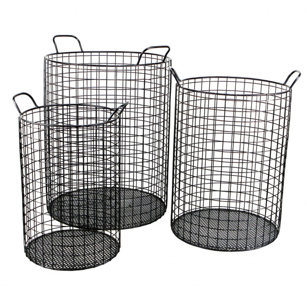Homeroots Set Of Three Metal Wire Storage Baskets  Steel 399672