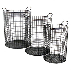 Homeroots Set Of Three Metal Wire Storage Baskets  Steel 399672