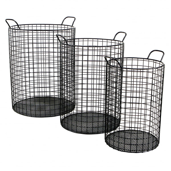 Homeroots Set Of Three Metal Wire Storage Baskets  Steel 399672