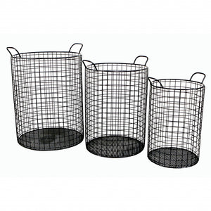 Homeroots Set Of Three Metal Wire Storage Baskets  Steel 399672