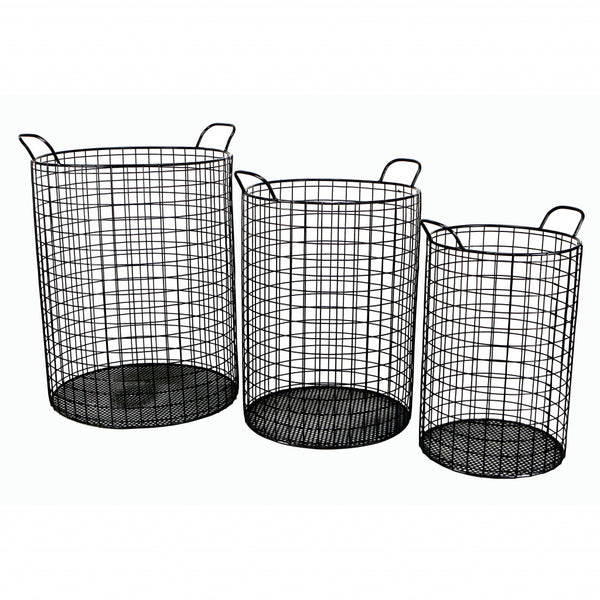 Homeroots Set Of Three Metal Wire Storage Baskets  Steel 399672