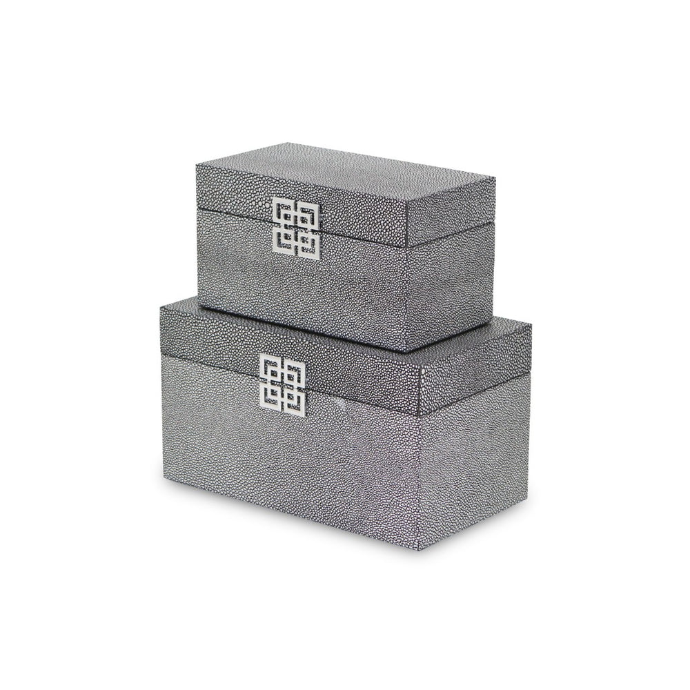 Homeroots Set Of Two Gray Wooden Boxes  Solid Wood 399677