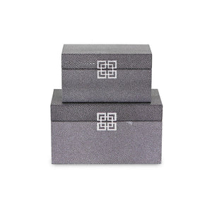 Homeroots Set Of Two Gray Wooden Boxes  Solid Wood 399677