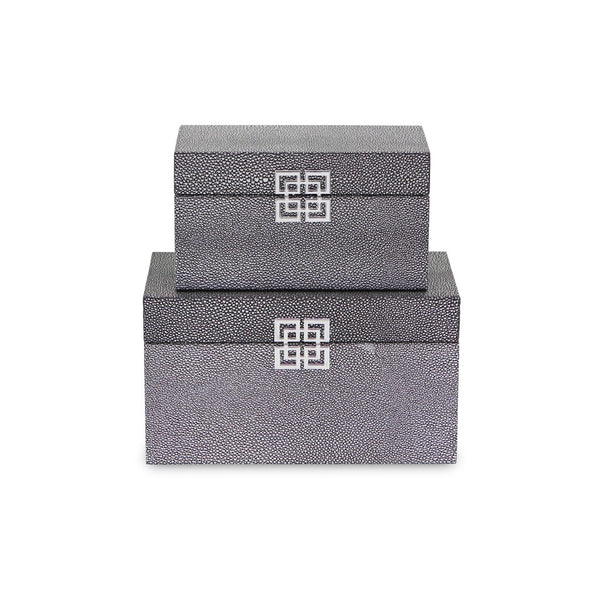 Homeroots Set Of Two Gray Wooden Boxes  Solid Wood 399677