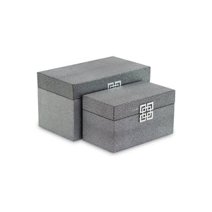 Homeroots Set Of Two Gray Wooden Boxes  Solid Wood 399677