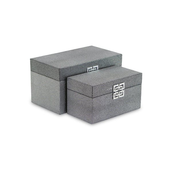 Homeroots Set Of Two Gray Wooden Boxes  Solid Wood 399677