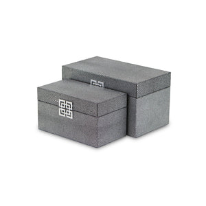 Homeroots Set Of Two Gray Wooden Boxes  Solid Wood 399677