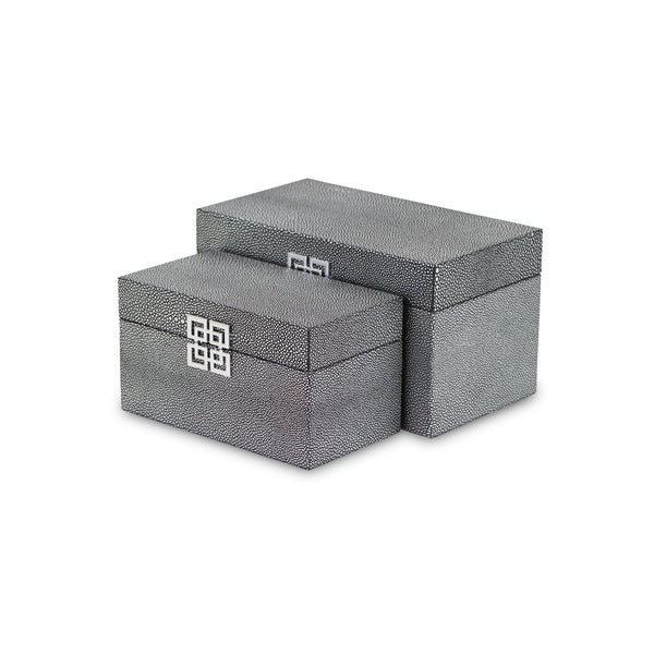 Homeroots Set Of Two Gray Wooden Boxes  Solid Wood 399677