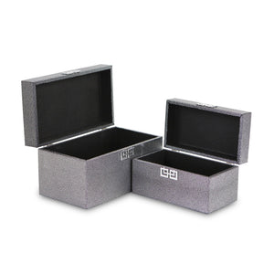 Homeroots Set Of Two Gray Wooden Boxes  Solid Wood 399677