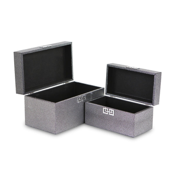 Homeroots Set Of Two Gray Wooden Boxes  Solid Wood 399677