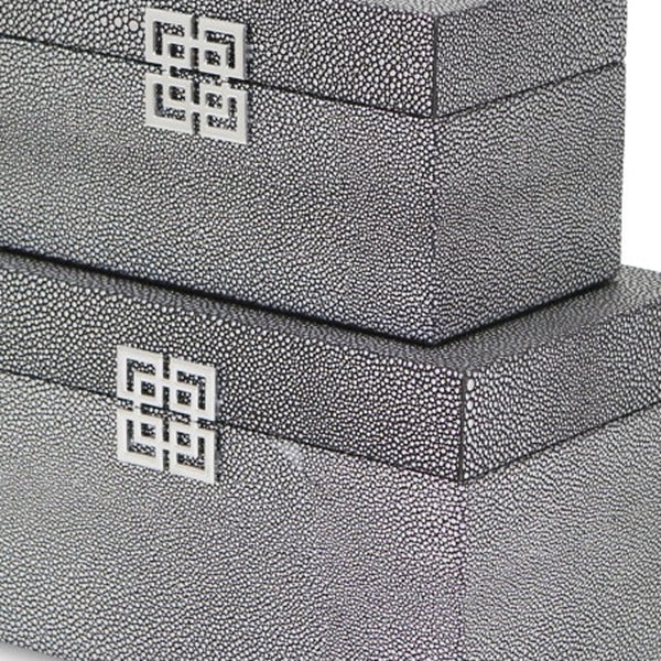 Homeroots Set Of Two Gray Wooden Boxes  Solid Wood 399677