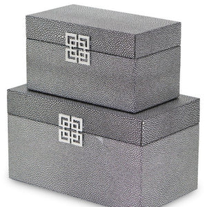Homeroots Set Of Two Gray Wooden Boxes  Solid Wood 399677