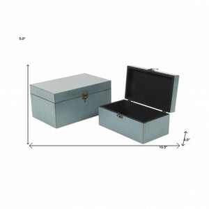 Homeroots Set Of Two Pale Blue Wooden Storage Boxes  Manufactured Wood 399678