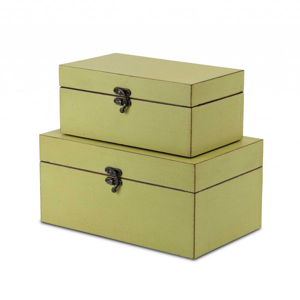 Homeroots Set Of Two Light Green Wooden Storage Boxes  Manufactured Wood 399679