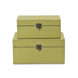 Homeroots Set Of Two Light Green Wooden Storage Boxes  Manufactured Wood 399679
