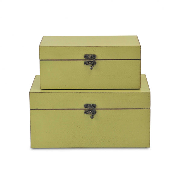 Homeroots Set Of Two Light Green Wooden Storage Boxes  Manufactured Wood 399679