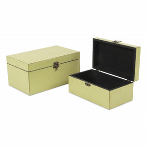 Homeroots Set Of Two Light Green Wooden Storage Boxes  Manufactured Wood 399679