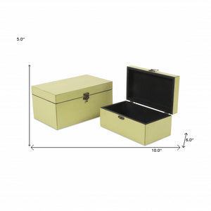 Homeroots Set Of Two Light Green Wooden Storage Boxes  Manufactured Wood 399679