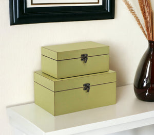 Homeroots Set Of Two Light Green Wooden Storage Boxes  Manufactured Wood 399679