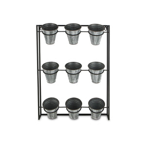 Homeroots Nine Pot Metal Framed Wall Planter  Steel 399685
