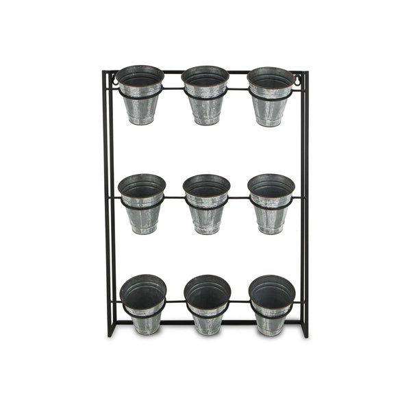 Homeroots Nine Pot Metal Framed Wall Planter  Steel 399685