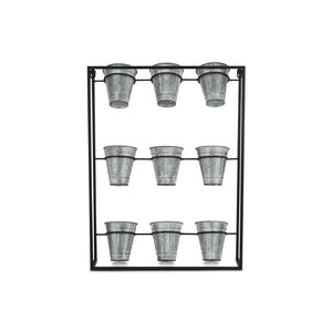 Homeroots Nine Pot Metal Framed Wall Planter  Steel 399685