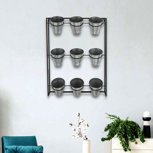 Homeroots Nine Pot Metal Framed Wall Planter  Steel 399685