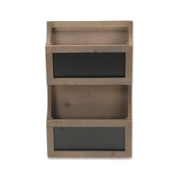 Homeroots Two Tier Wooden Chalkboard Wall Storage  Solid Wood 399686