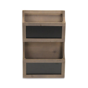 Homeroots Two Tier Wooden Chalkboard Wall Storage  Solid Wood 399686
