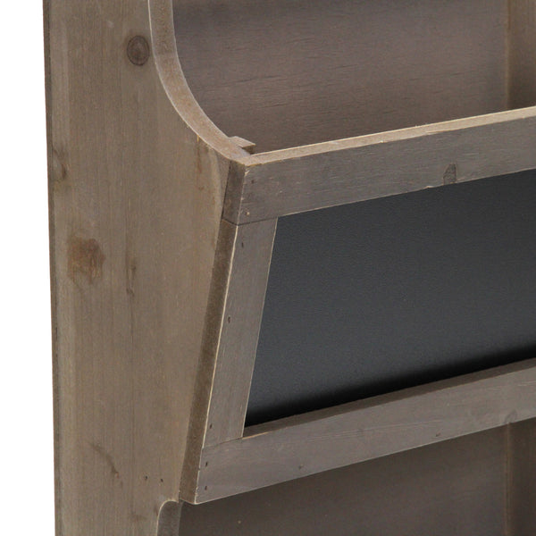 Homeroots Two Tier Wooden Chalkboard Wall Storage  Solid Wood 399686