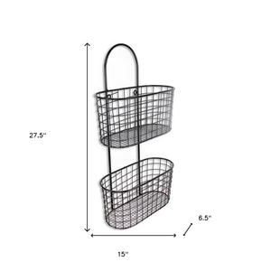 Homeroots Black Metal Wire Hanging Storage  Steel 399690