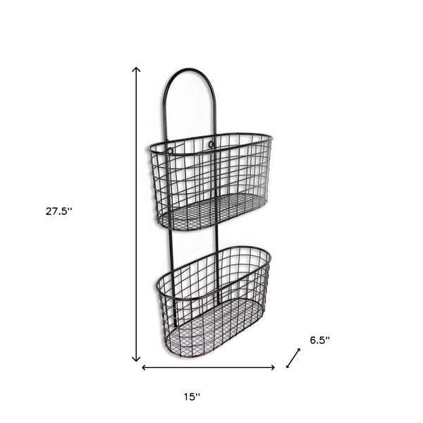 Homeroots Black Metal Wire Hanging Storage  Steel 399690