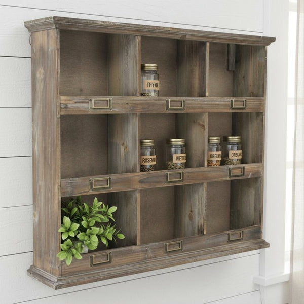 HomeRoots 27" Dark Brown Solid Wood Wall-Mounted Display Stand for Rustic Charm & Practical Storage Solutions 399692