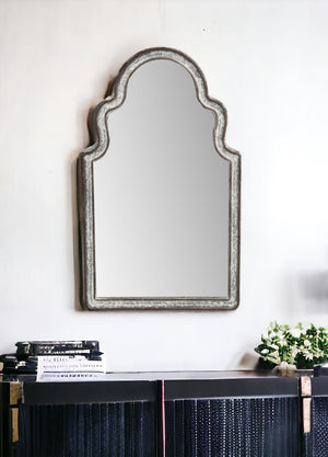 Homeroots 24" Gray Abstract Metal Framed Accent Mirror  Steel 399693